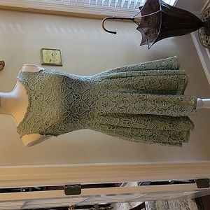 City Triangles mint green sleeveless lace mini dress fit flare fully lined 7 EUC